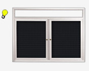 Wall Mount Letter Board Swing Cases with Header and Interior Top Lighting