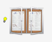 Wall Mount Weather Proof Multiple Door Poster Swing Cases with Fluorescent Lighting