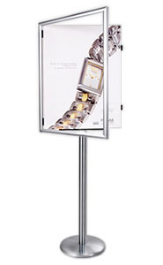 Simple Design, SwingFrame Mfg. Poster Floor Sign Stands, -Swings Open